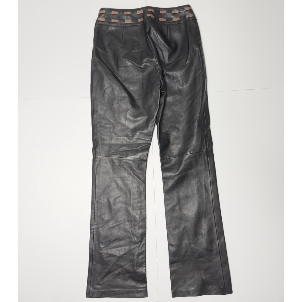 Cache Women's 100% Leather Black Bootcut Flare Pants Size 4 Y2K Vintage Boho 32" - Picture 11 of 12